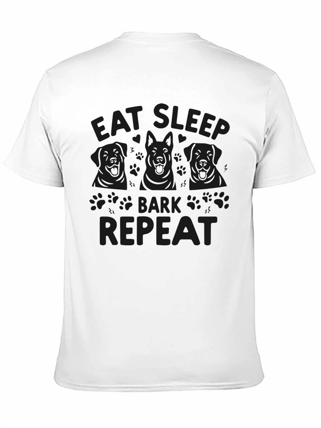 Eat Sleep Bark Repeat Black Graphic Tee