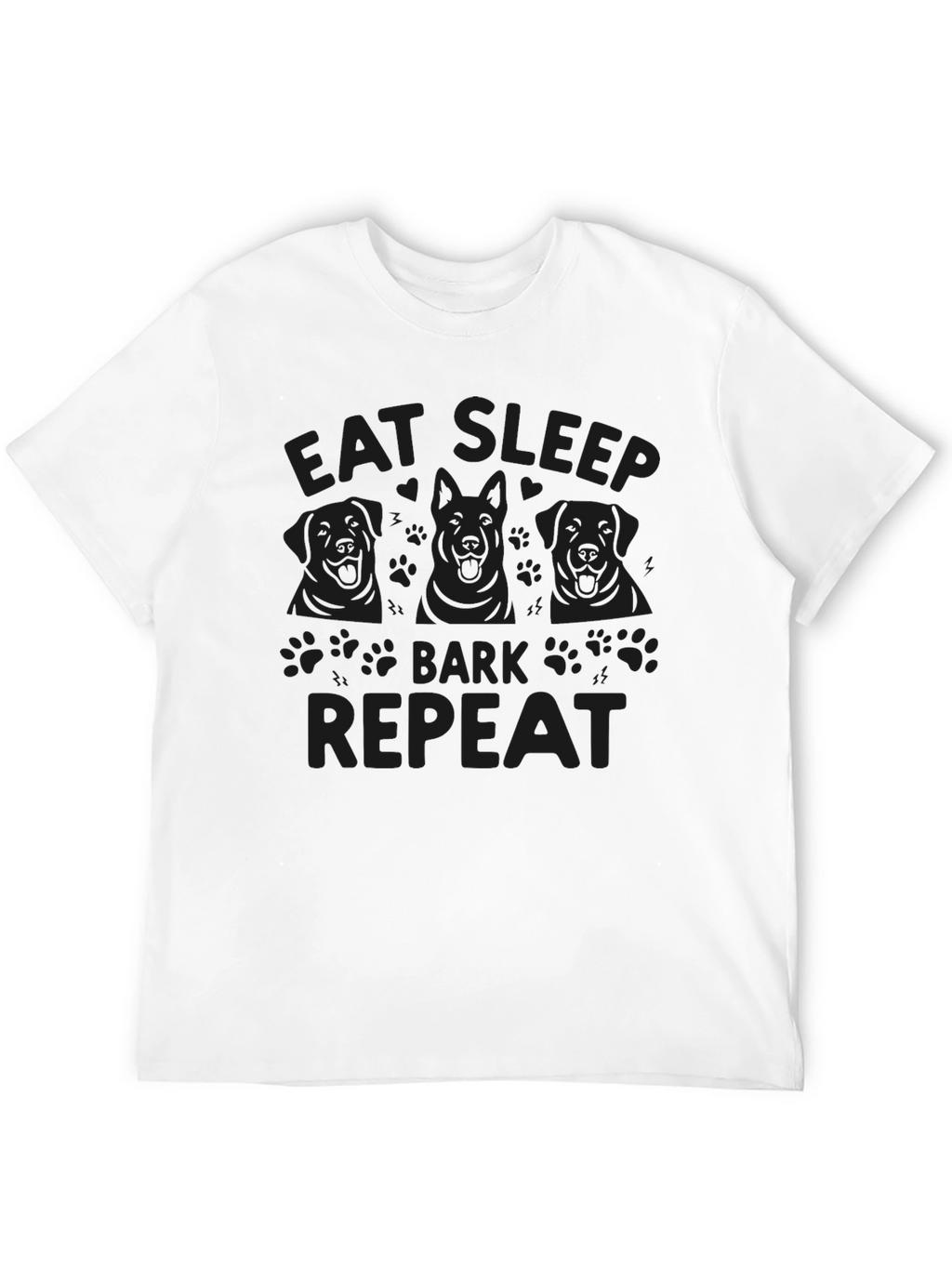 Eat Sleep Bark Repeat Black Graphic Tee