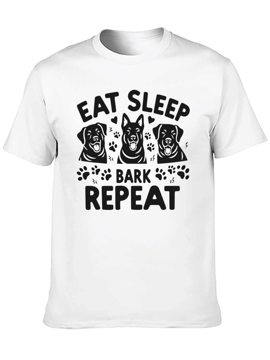 Eat Sleep Bark Repeat Black Graphic Tee