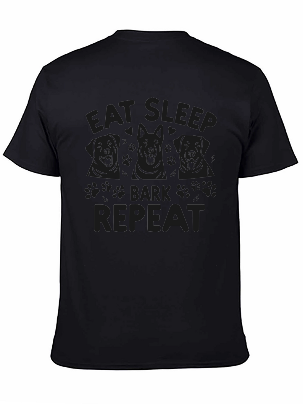 Eat Sleep Bark Repeat Black Graphic Tee