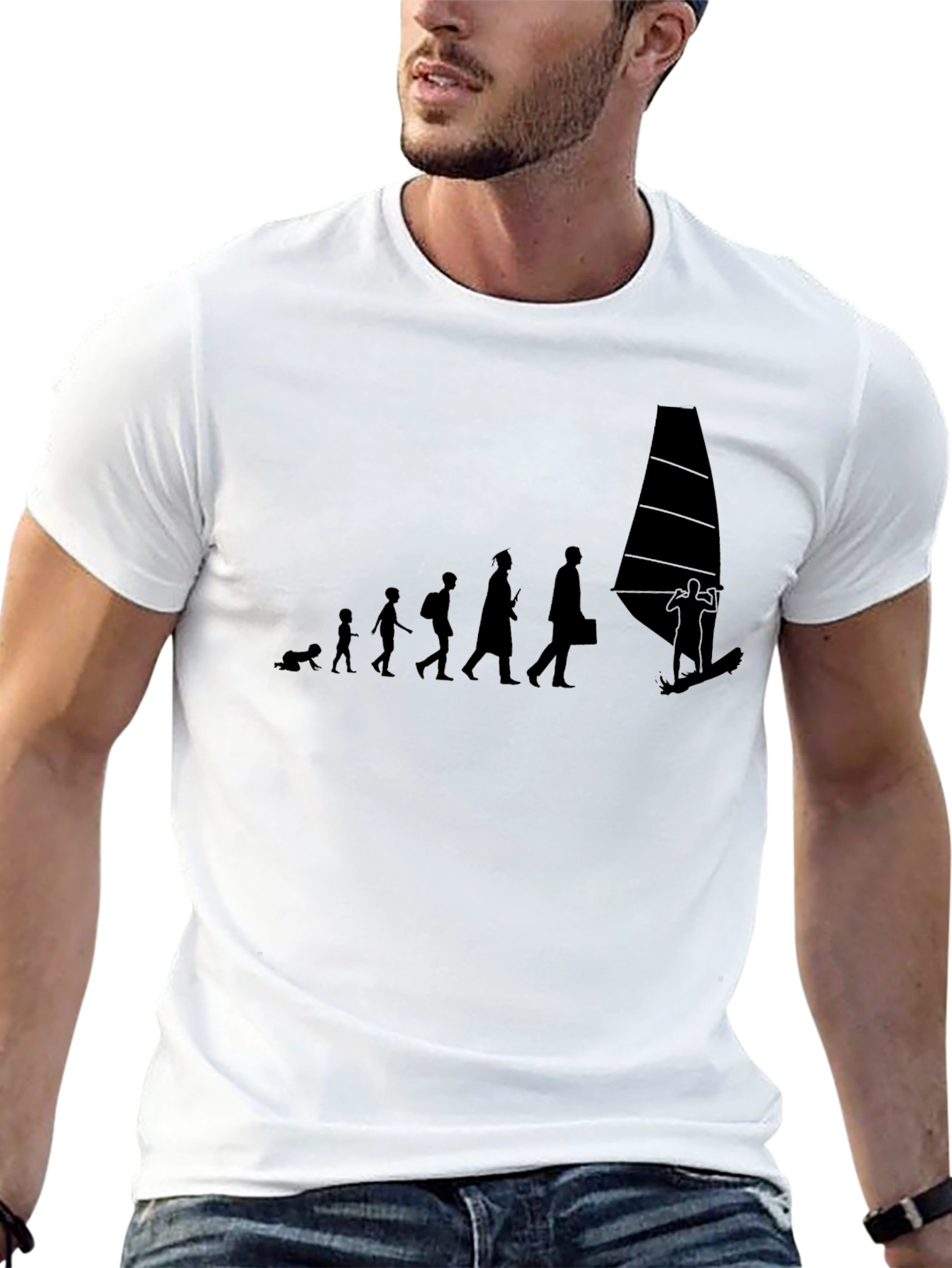 Evolution to Windsurfing Black T-Shirt