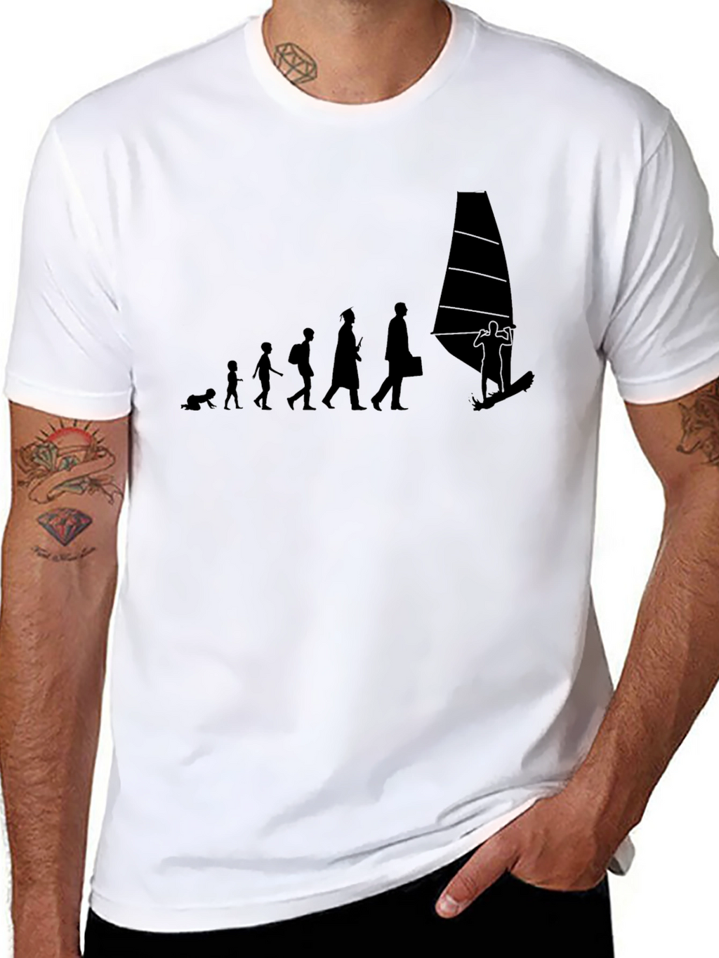 Evolution to Windsurfing Black T-Shirt