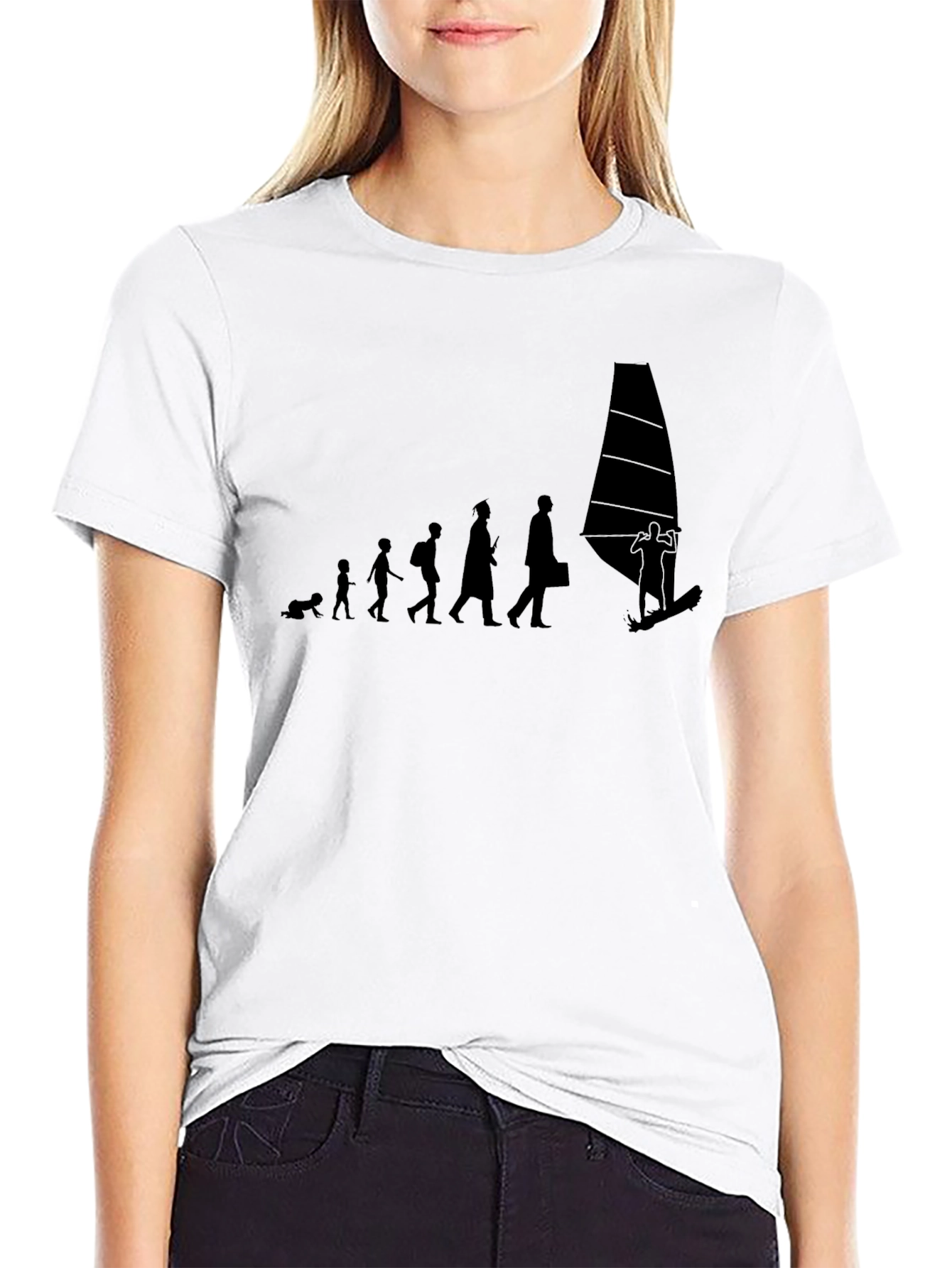 Evolution to Windsurfing Black T-Shirt
