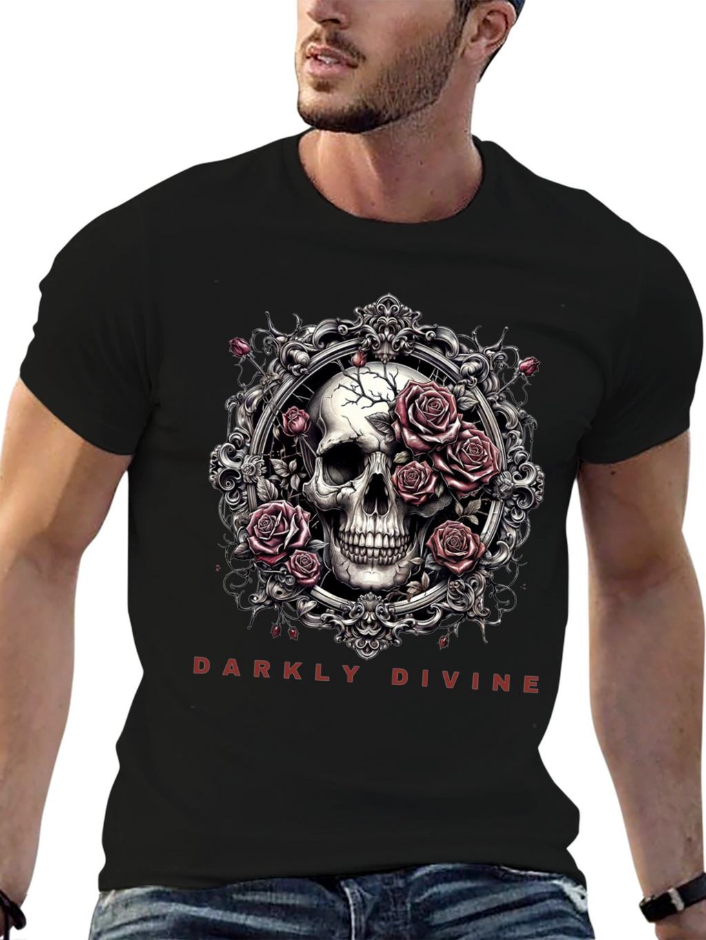 Darkly Divine Skull & Roses Graphic Tee