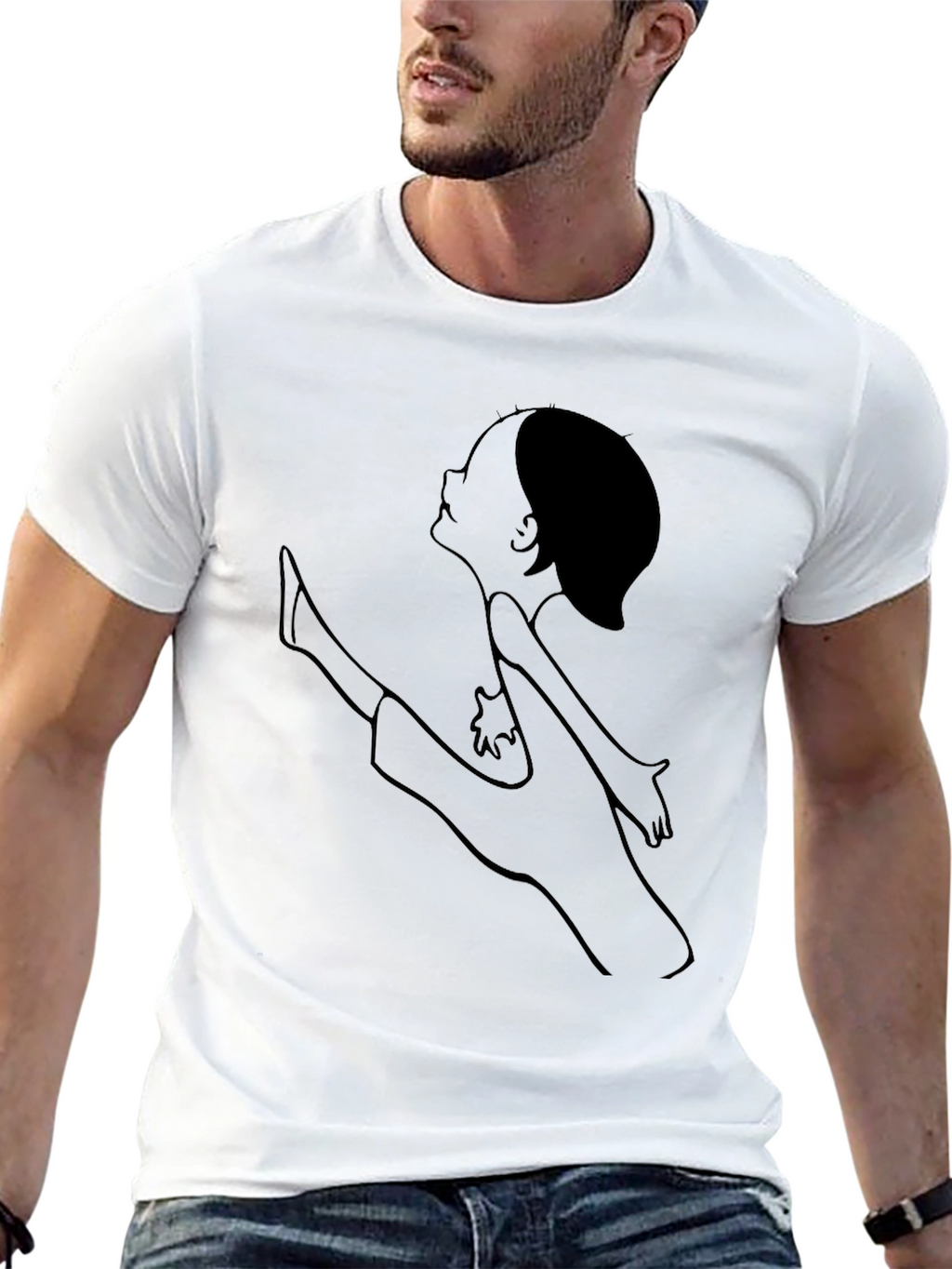 Unique Line Art Tee - Casual Black T-Shirt