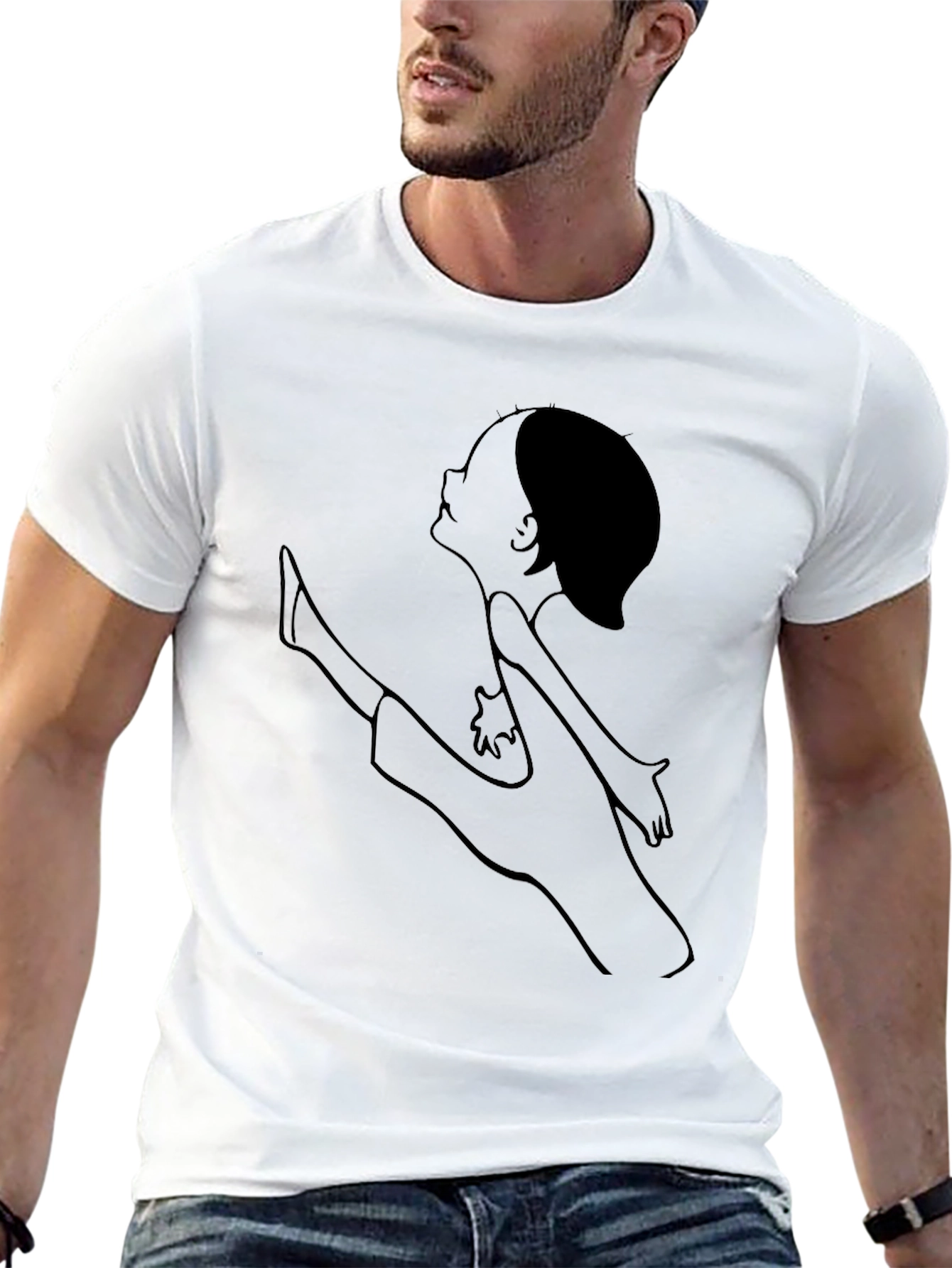 Unique Line Art Tee - Casual Black T-Shirt