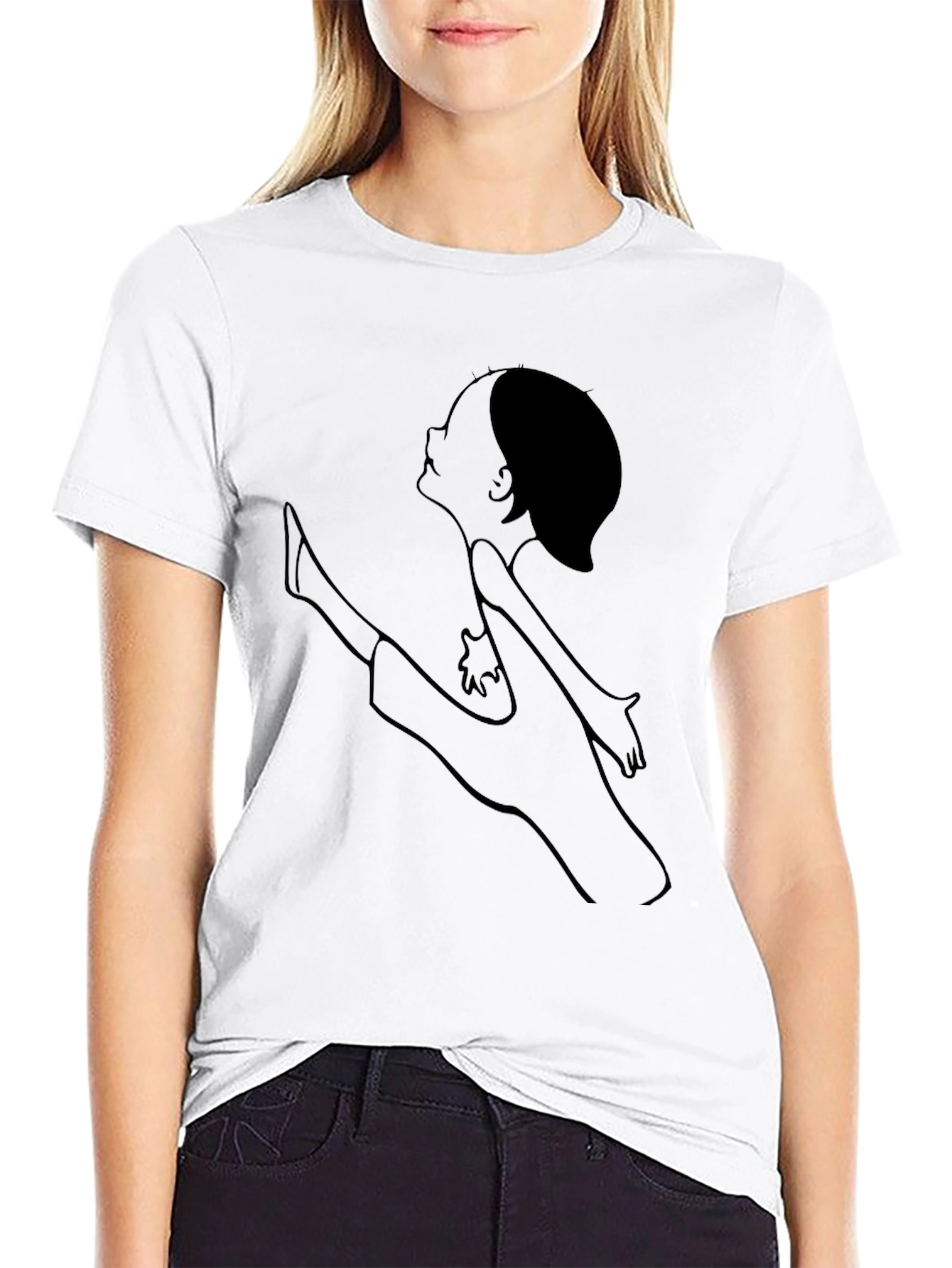 Unique Line Art Tee - Casual Black T-Shirt