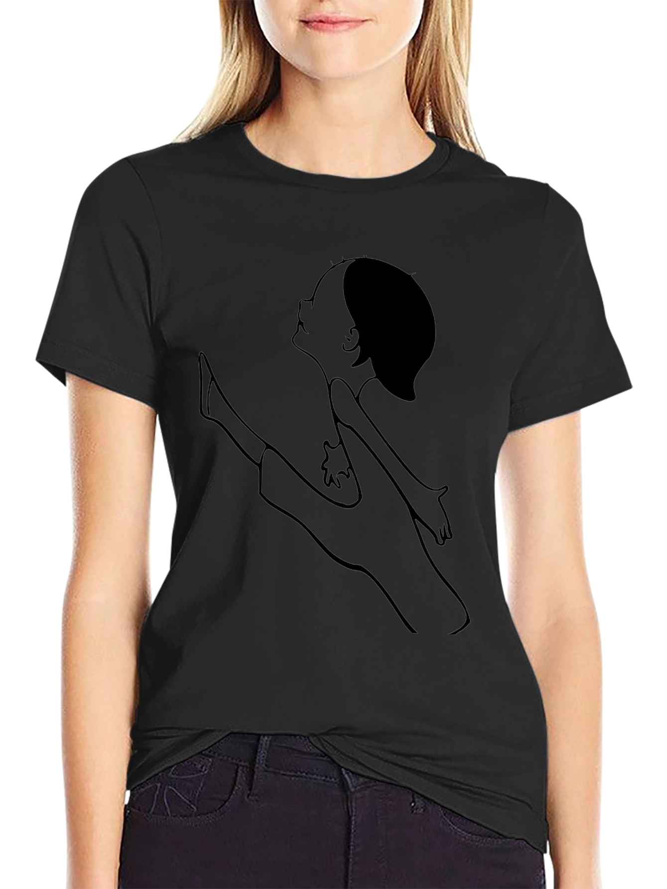 Unique Line Art Tee - Casual Black T-Shirt