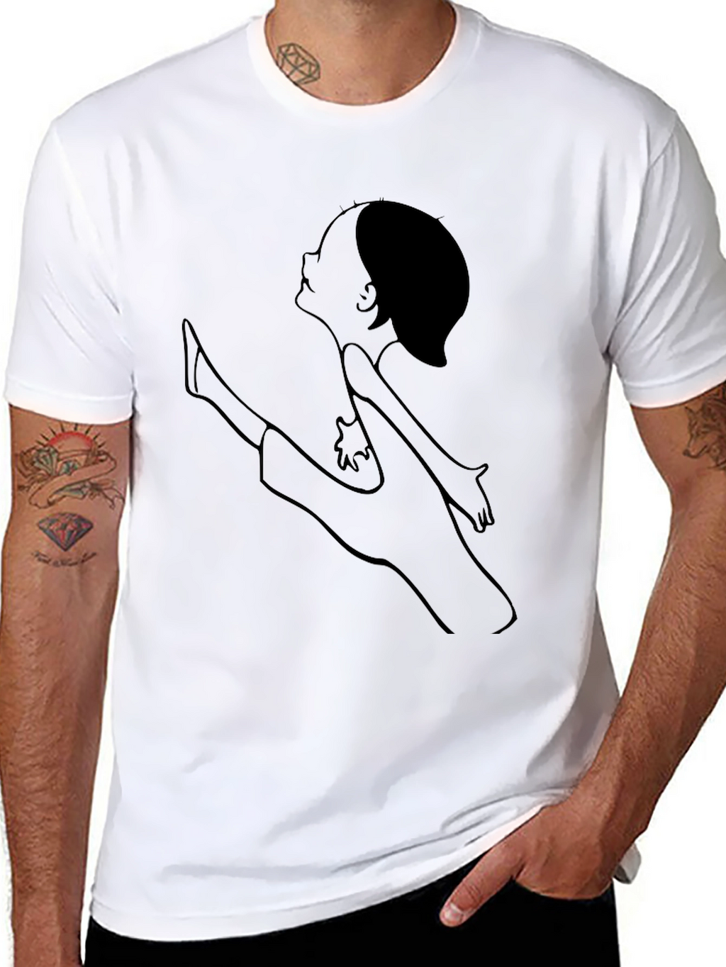 Unique Line Art Tee - Casual Black T-Shirt