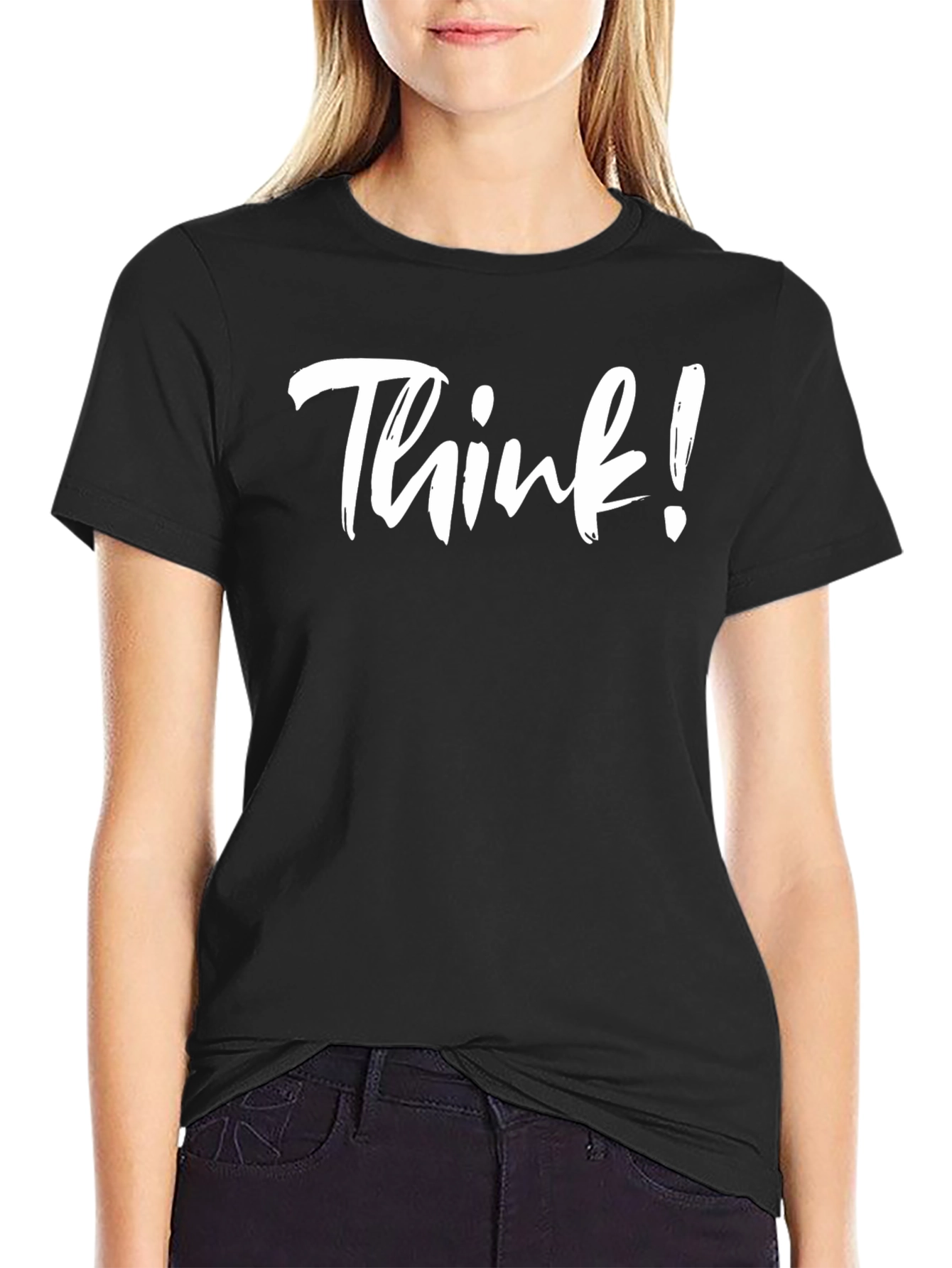 Think! Graphic Print Mens Black T-Shirt