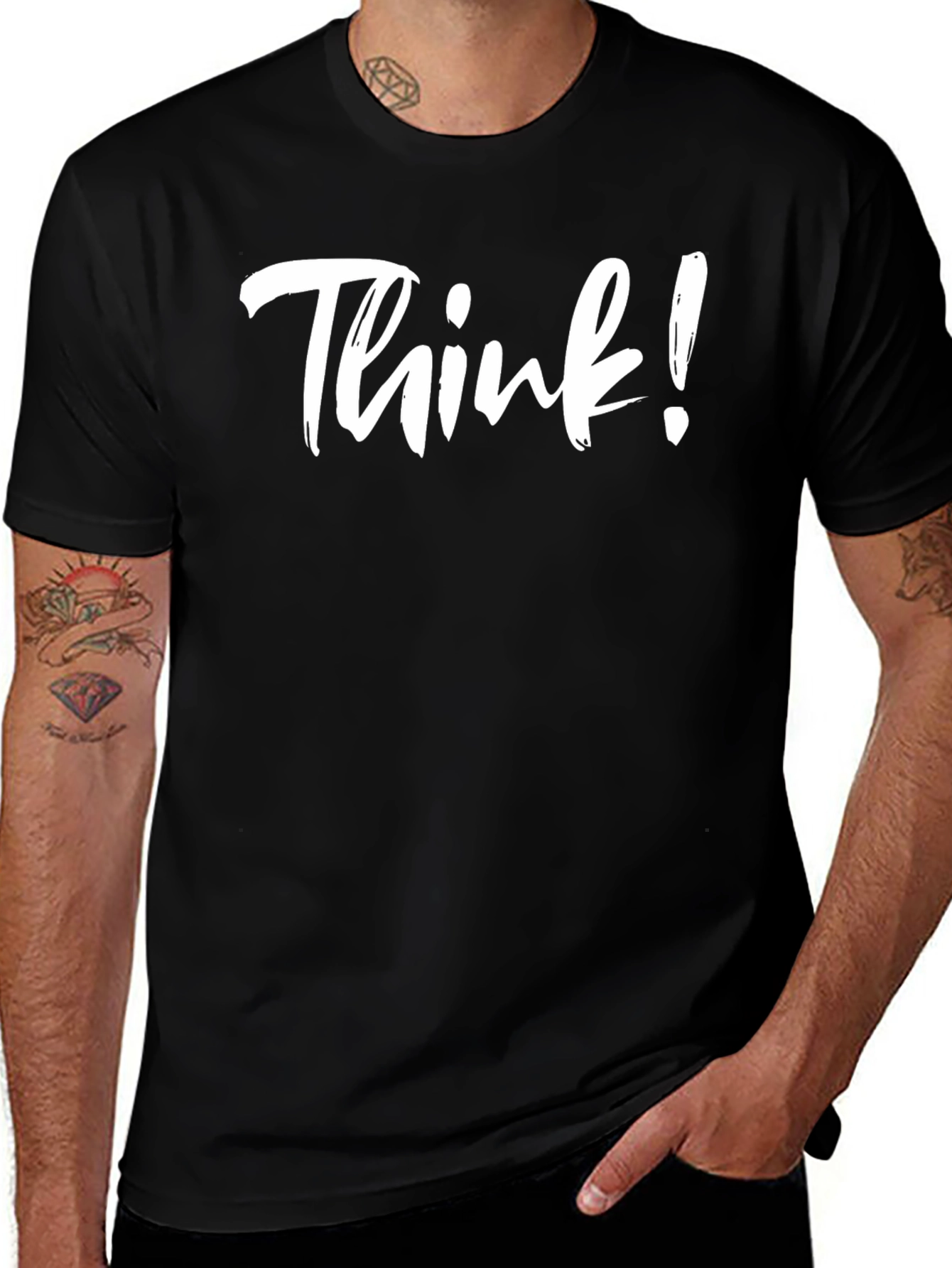 Think! Graphic Print Mens Black T-Shirt