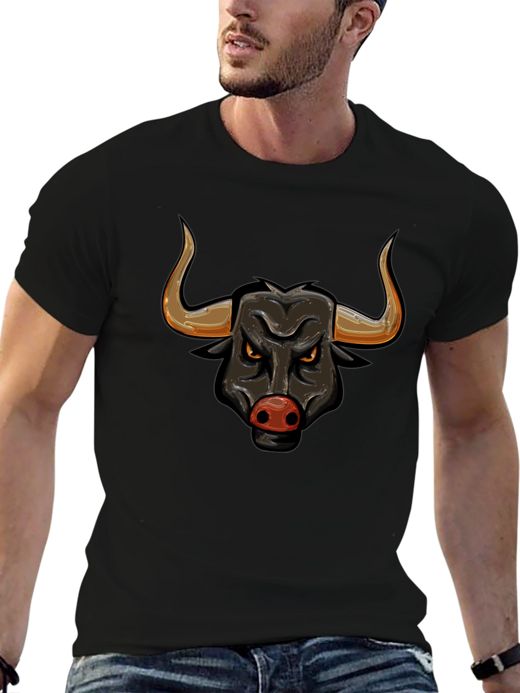Black Bull Graphic Tee - Bold Design