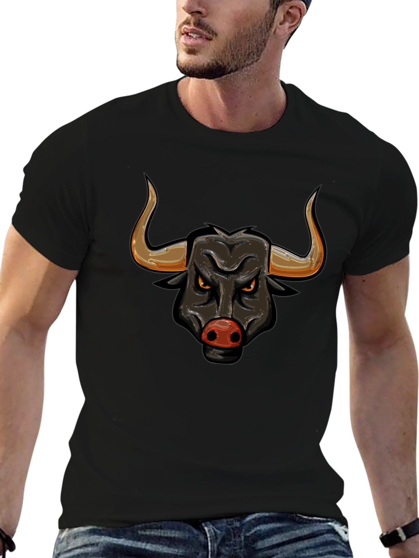 Black Bull Graphic Tee - Bold Design
