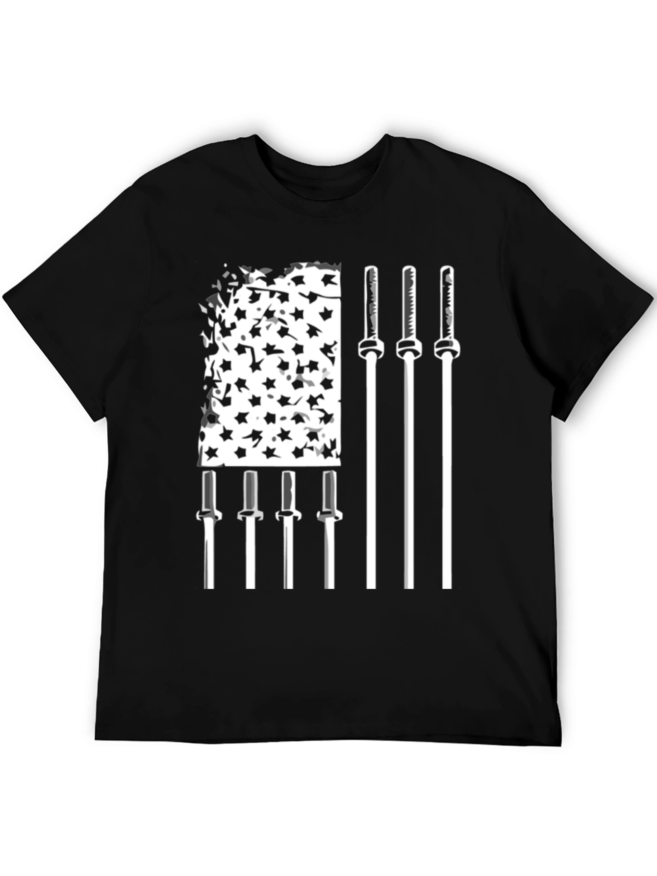 American Flag Weightlifting Barbell T-Shirt