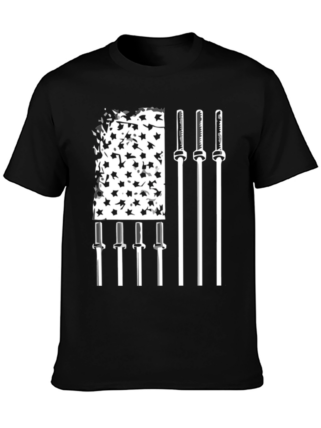 American Flag Weightlifting Barbell T-Shirt
