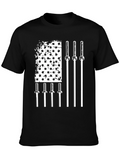 American Flag Weightlifting Barbell T-Shirt