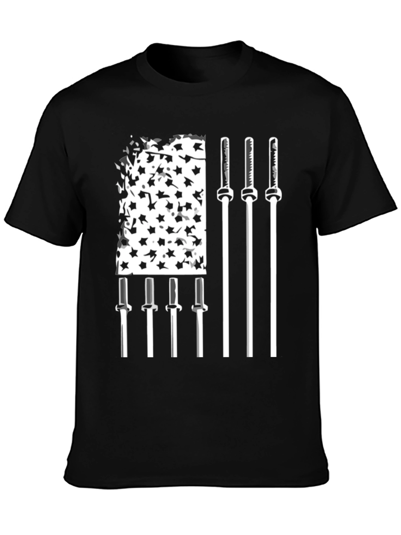 American Flag Weightlifting Barbell T-Shirt