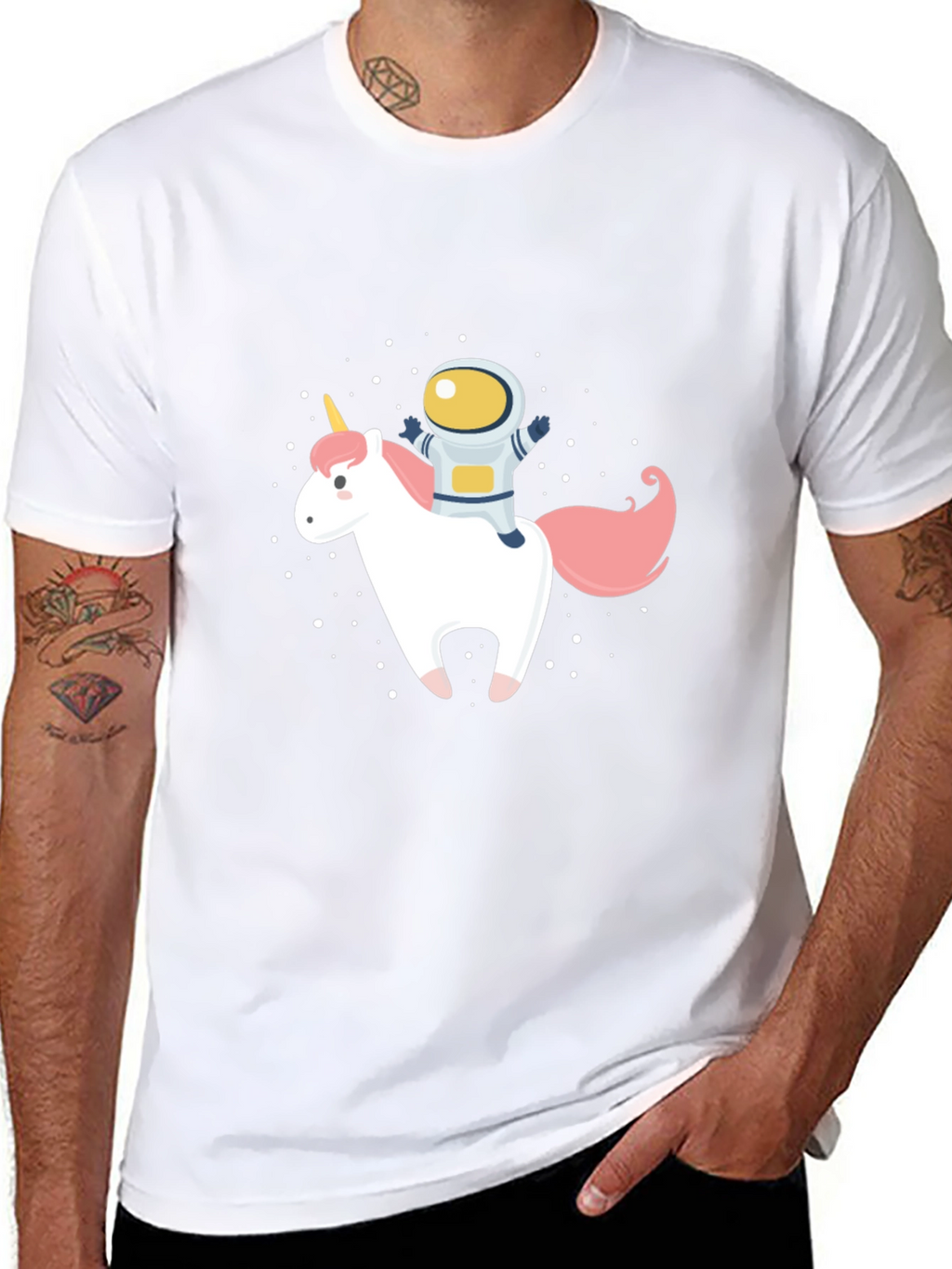 Astronaut Unicorn Graphic Black T-Shirt