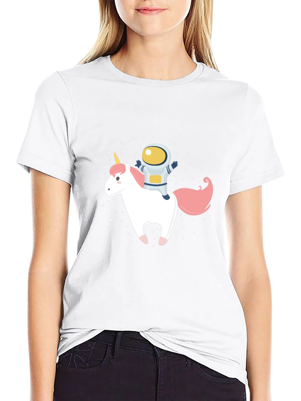 Astronaut Unicorn Graphic Black T-Shirt