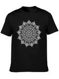Black T-Shirt with Mandala Design