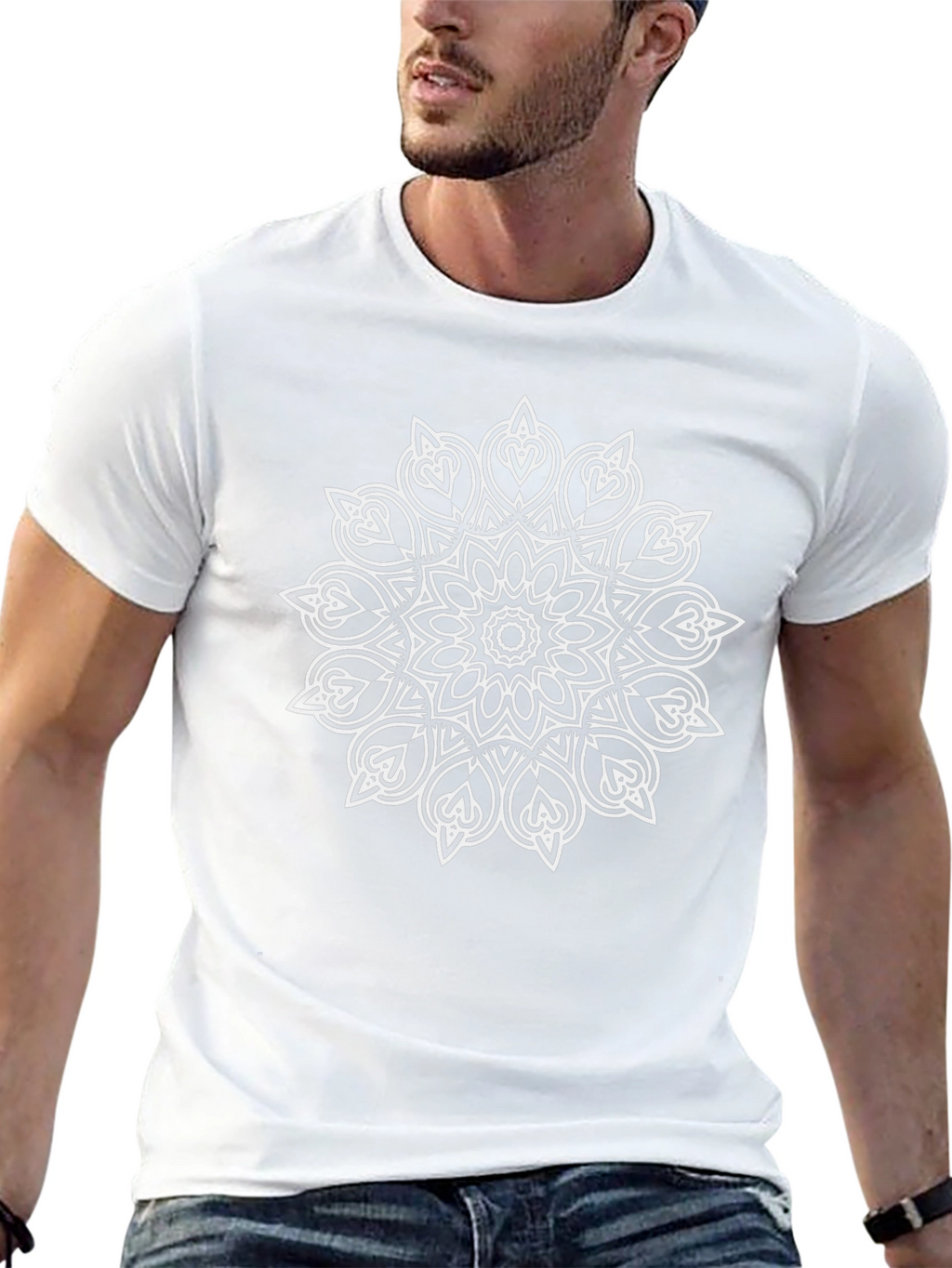 Black T-Shirt with Mandala Design