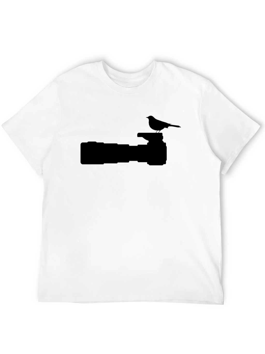 Camera & Bird Silhouette Graphic Tee - Black