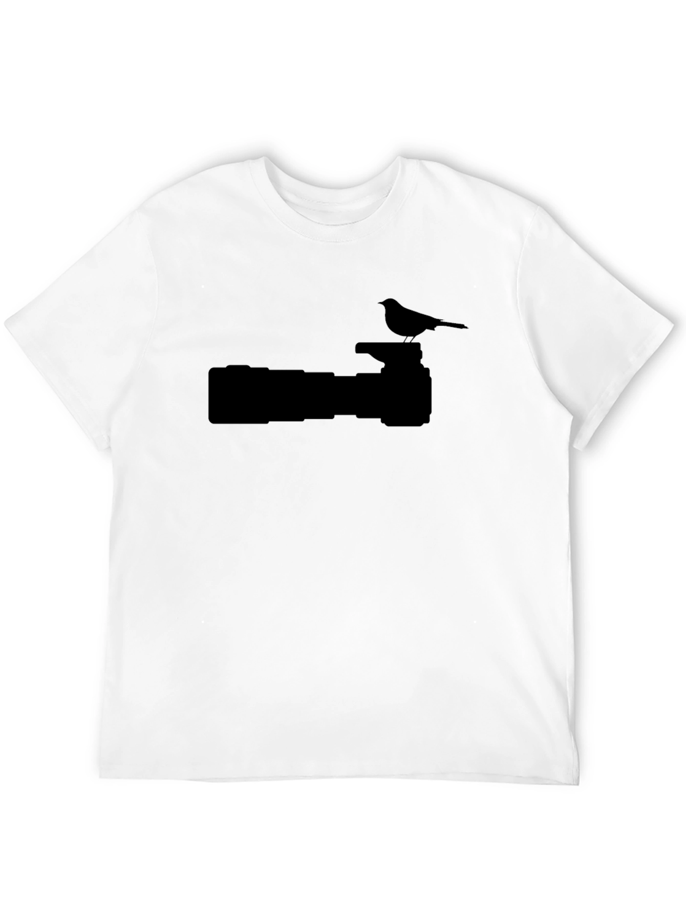 Camera & Bird Silhouette Graphic Tee - Black