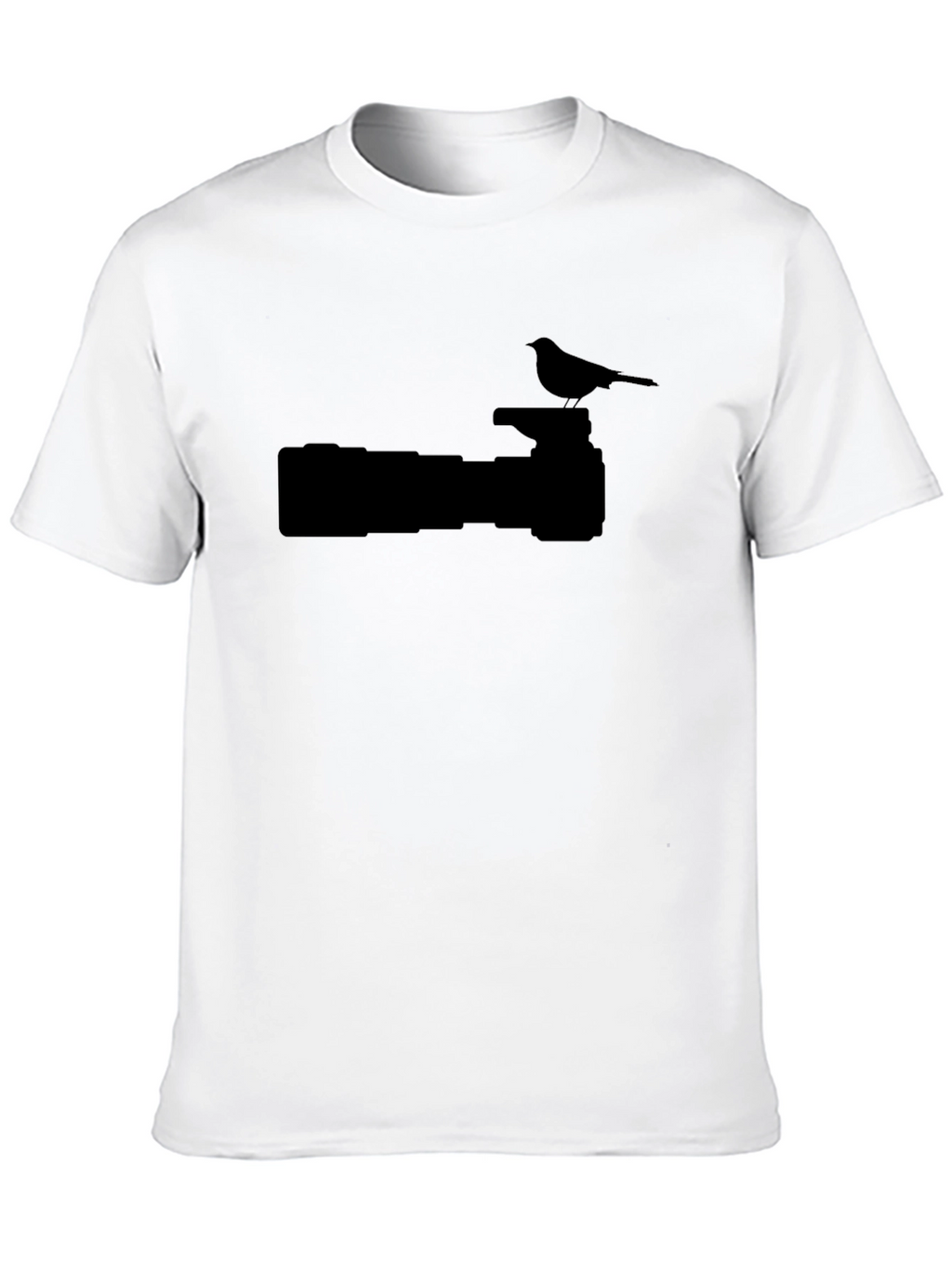 Camera & Bird Silhouette Graphic Tee - Black