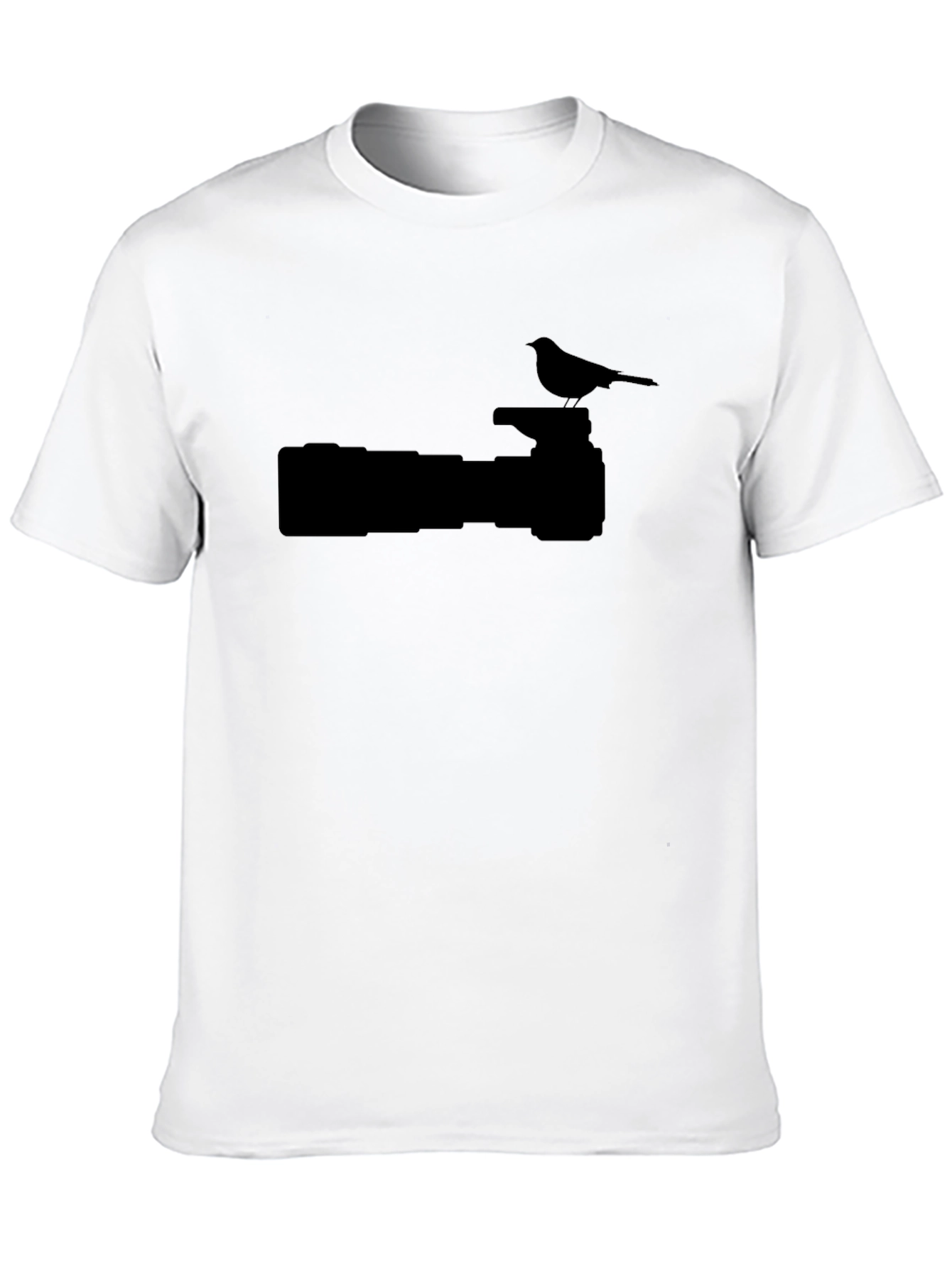 Camera & Bird Silhouette Graphic Tee - Black