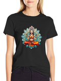 Meditative Mandala Graphic Black T-Shirt