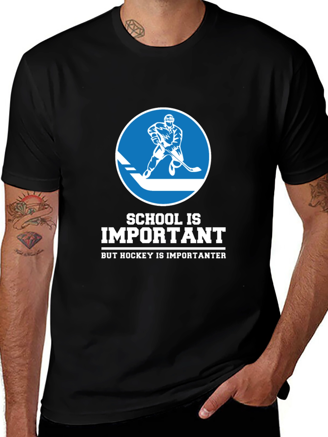 Funny Hockey T-Shirt - School is Important But...