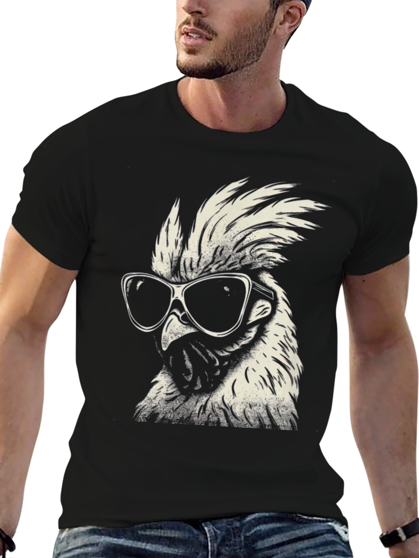 Cool Rooster Graphic Tee - Black
