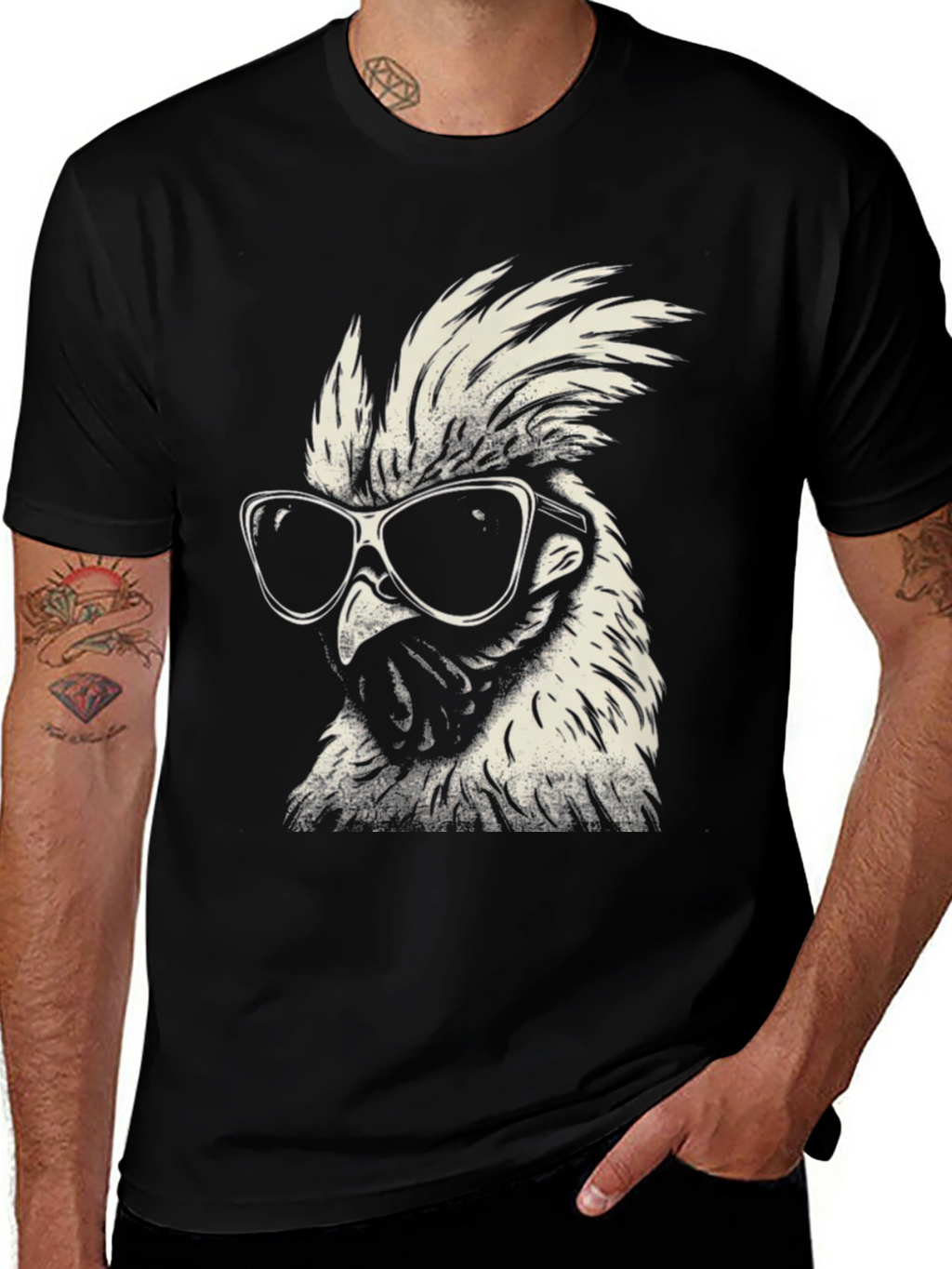 Cool Rooster Graphic Tee - Black