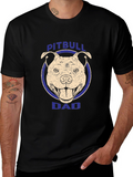 Pitbull Dad Graphic Tee - Black Cotton T-Shirt