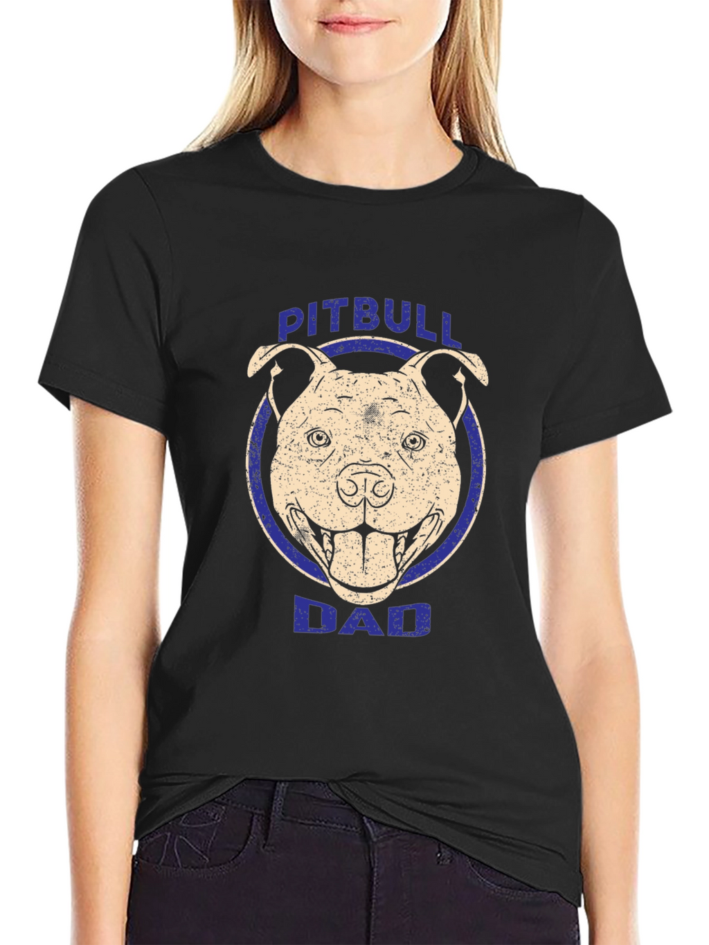 Pitbull Dad Graphic Tee - Black Cotton T-Shirt