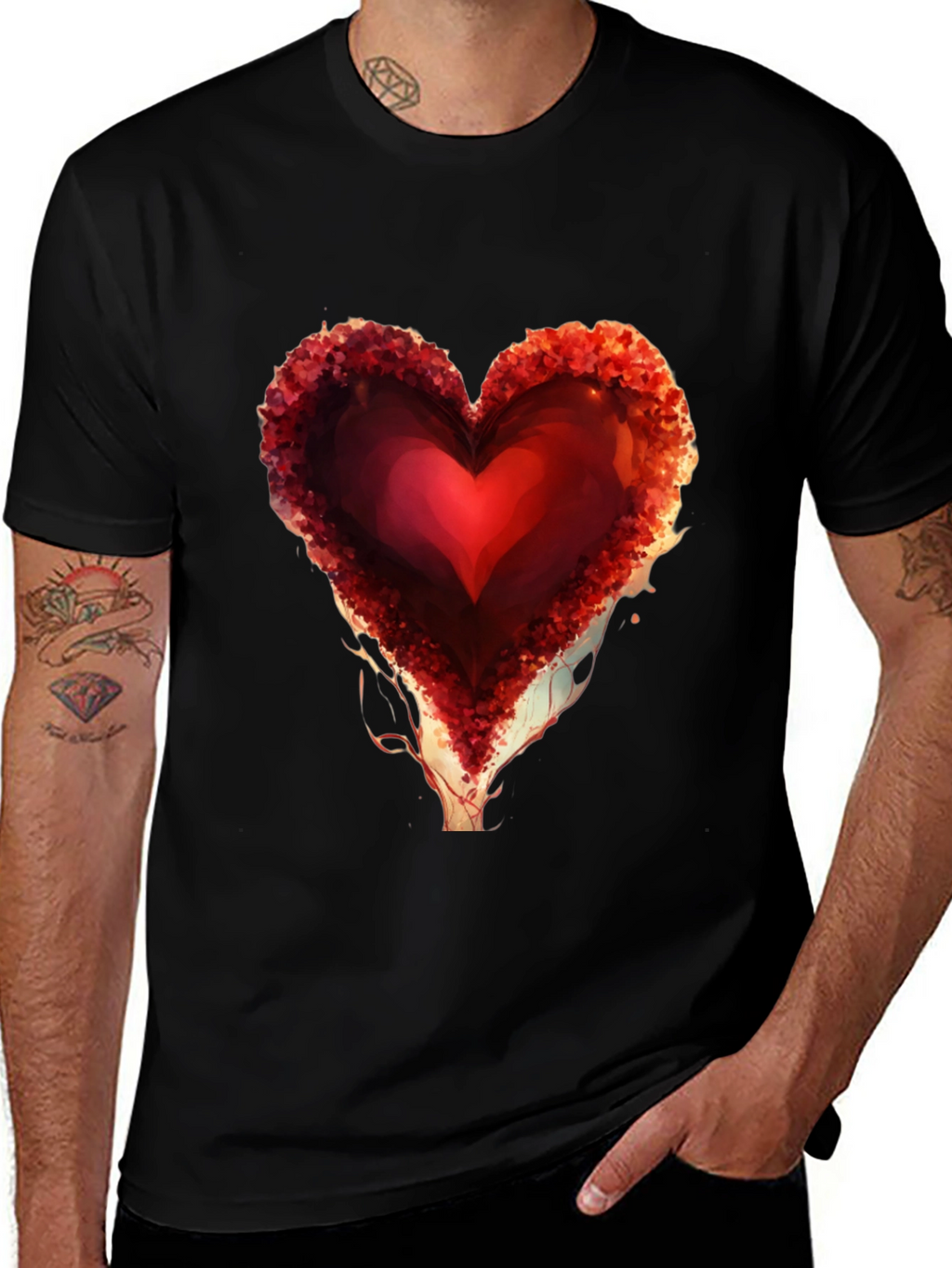 Heart Design Black Graphic Tee