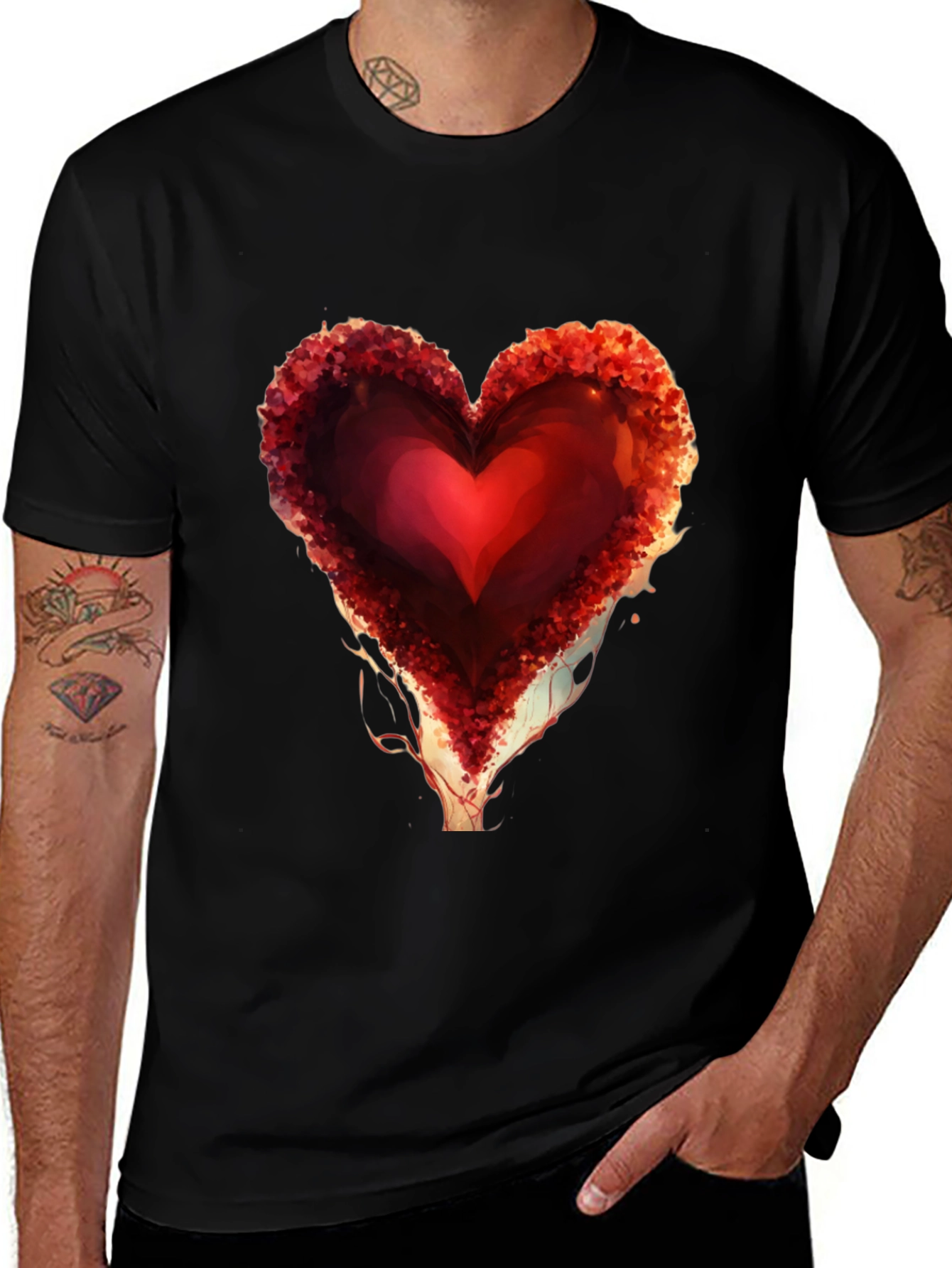 Heart Design Black Graphic Tee