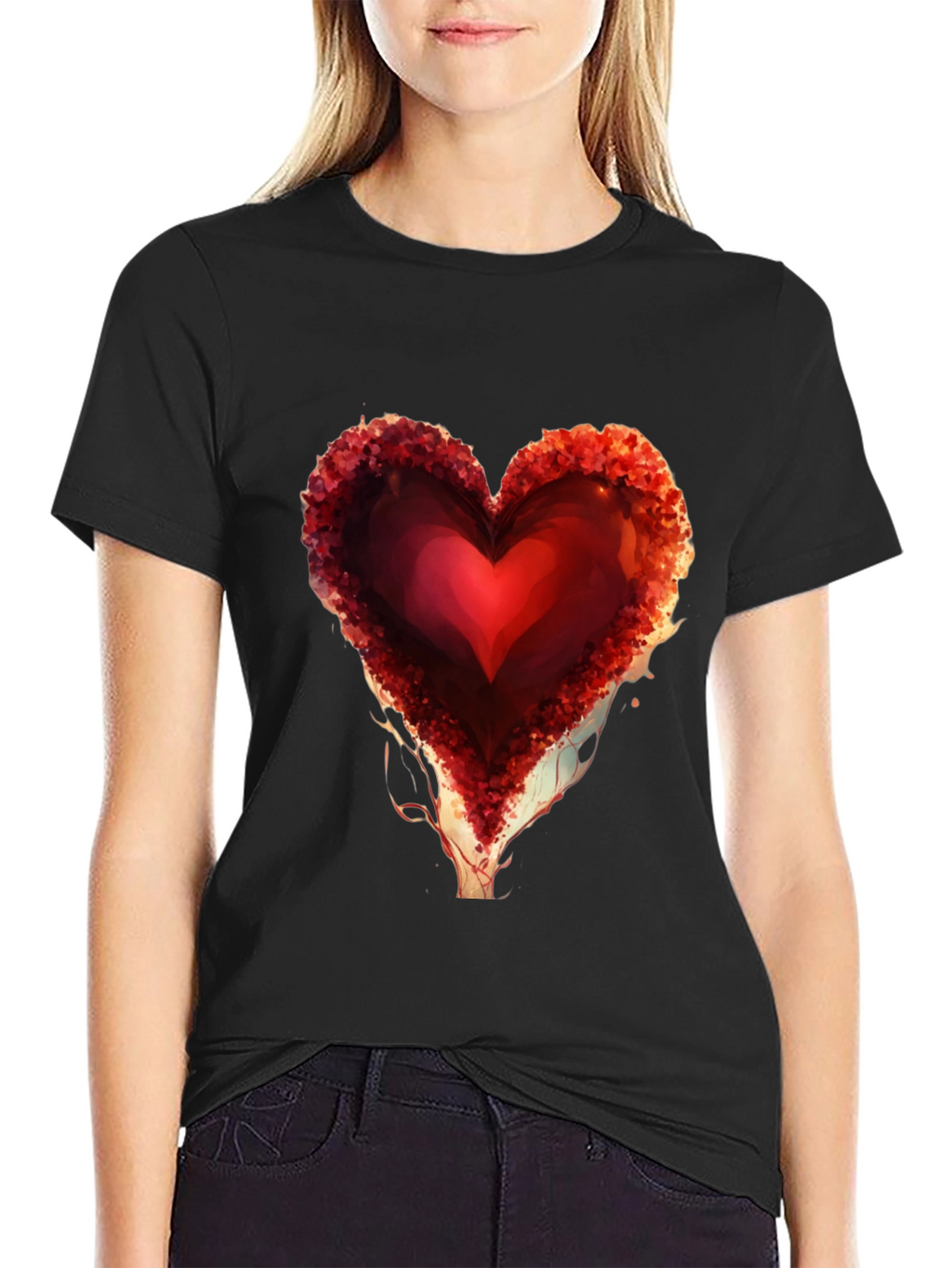 Heart Design Black Graphic Tee