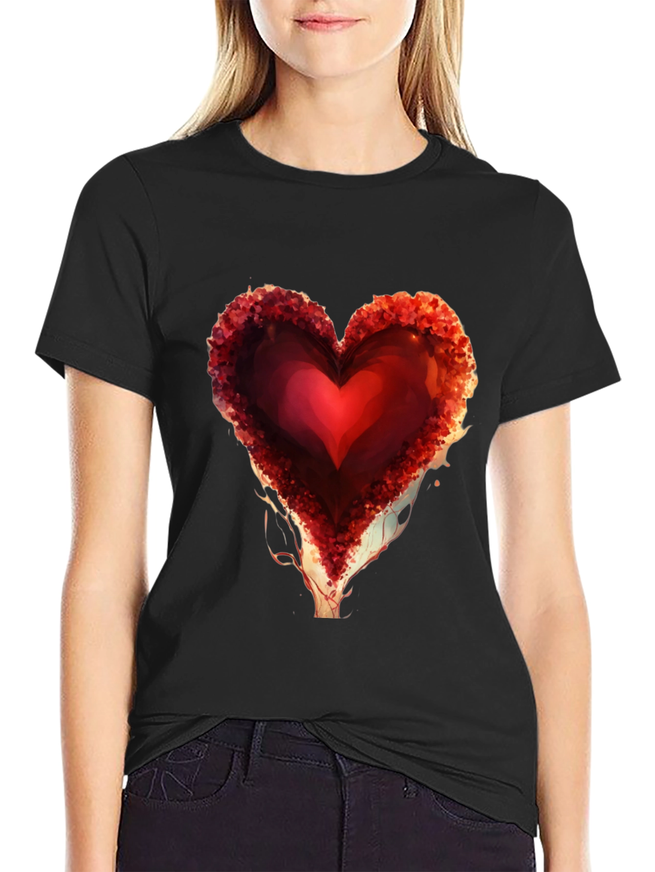 Heart Design Black Graphic Tee