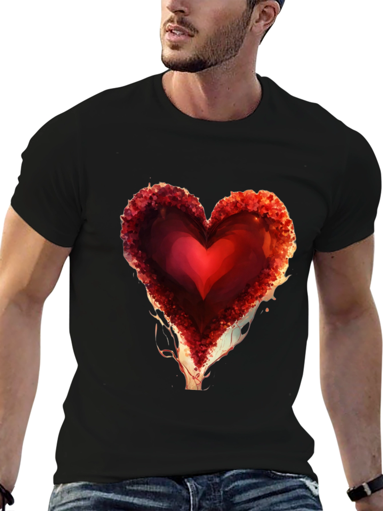Heart Design Black Graphic Tee