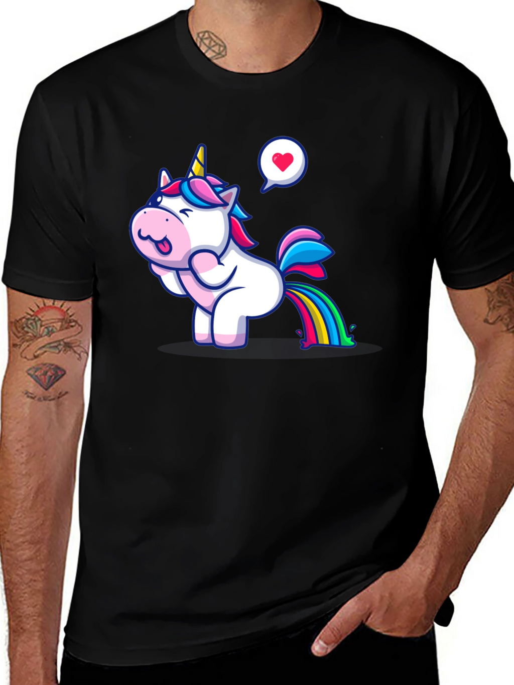 Unicorn Rainbow Fart Humor T-Shirt