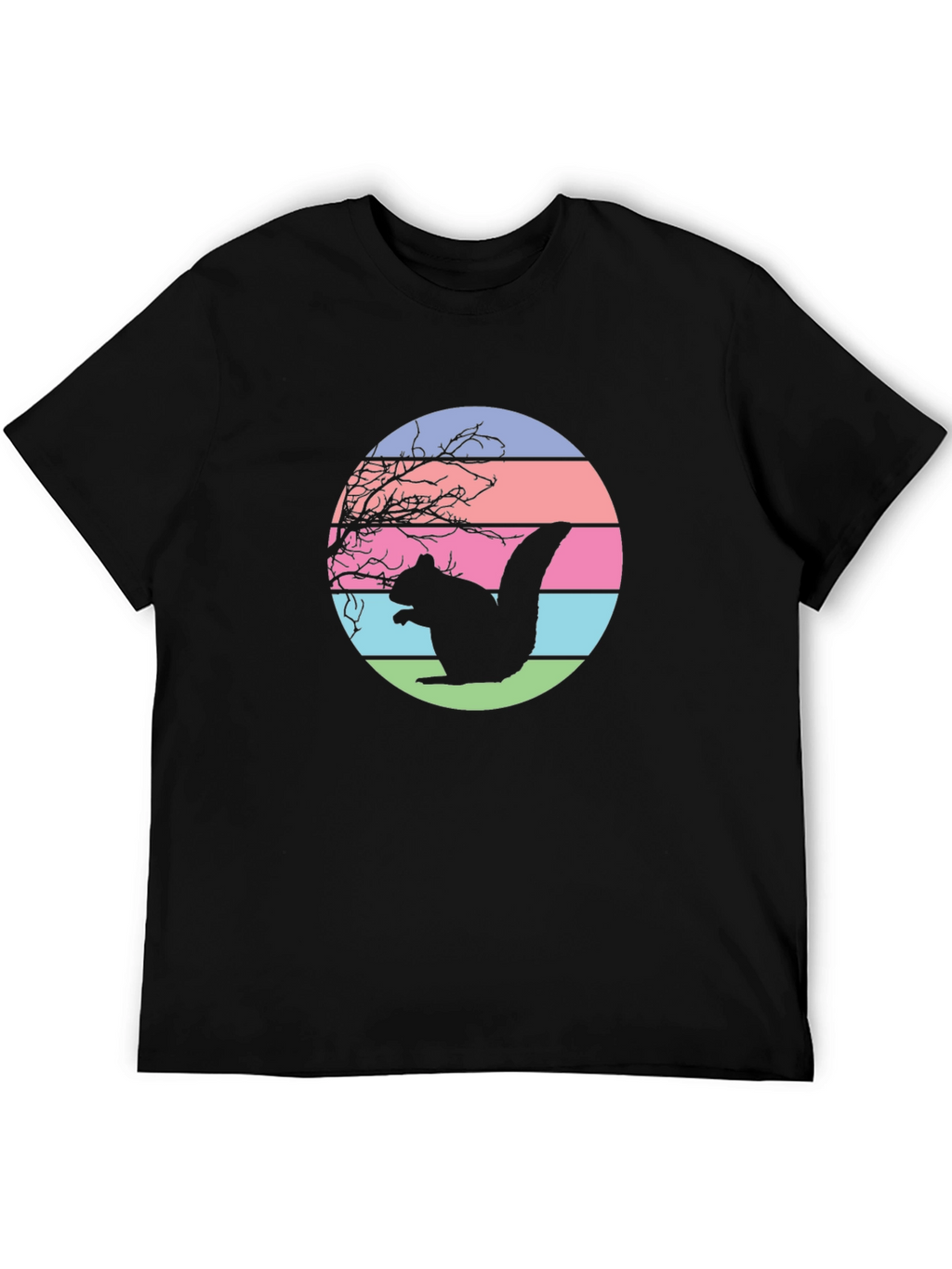 Retro Squirrel Sunset Graphic Tee - Black