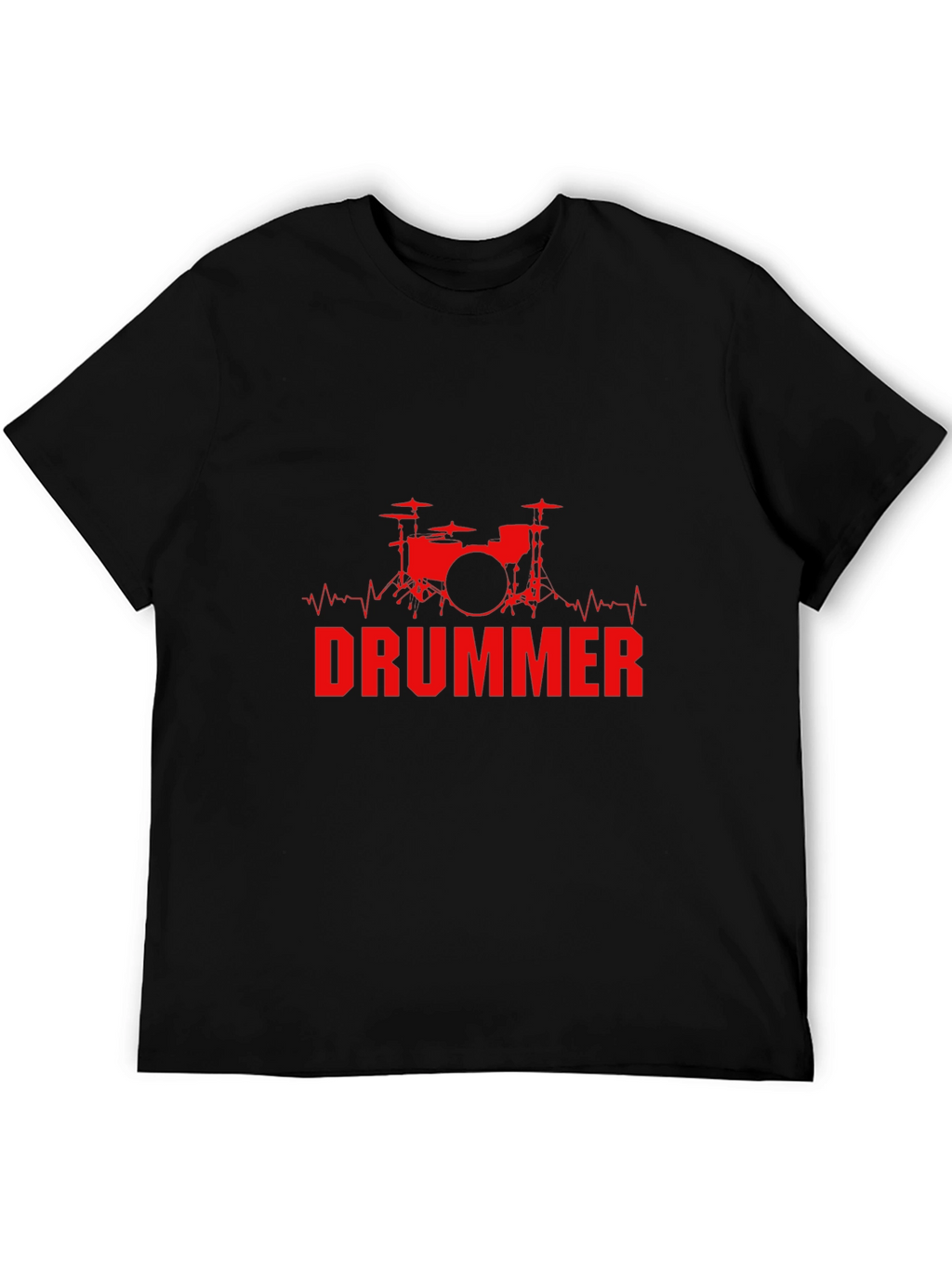 Drummer Beat T-Shirt - Black Cotton Crew Neck