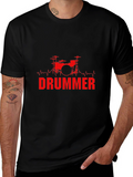 Drummer Beat T-Shirt - Black Cotton Crew Neck