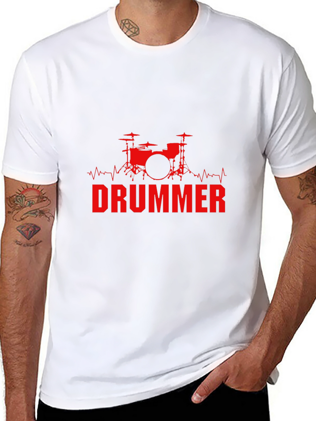 Drummer Beat T-Shirt - Black Cotton Crew Neck