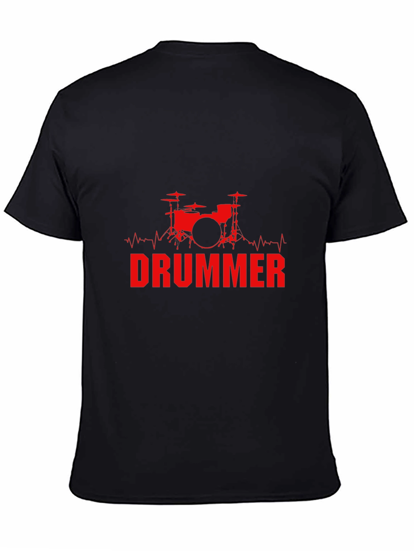 Drummer Beat T-Shirt - Black Cotton Crew Neck