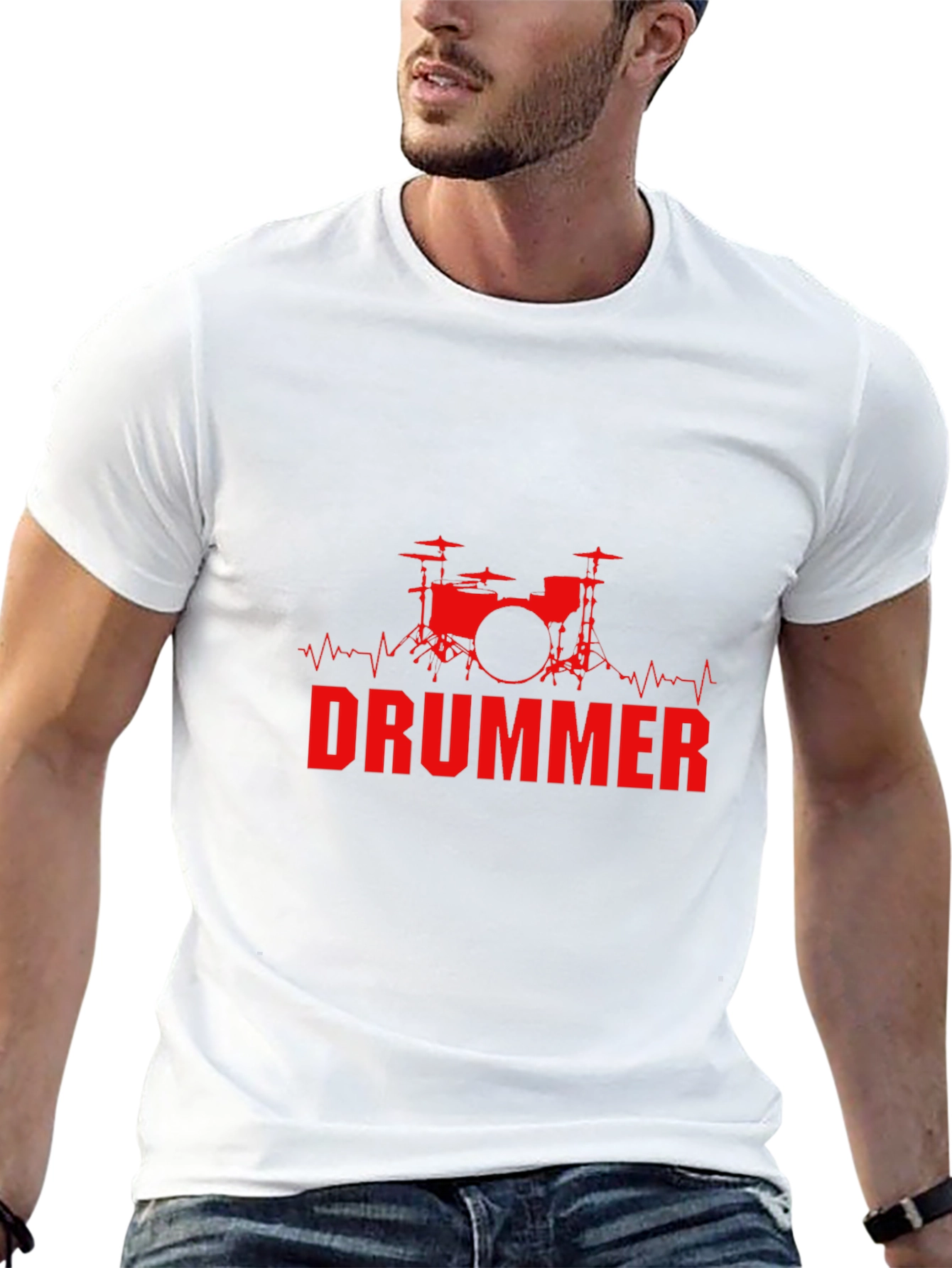 Drummer Beat T-Shirt - Black Cotton Crew Neck