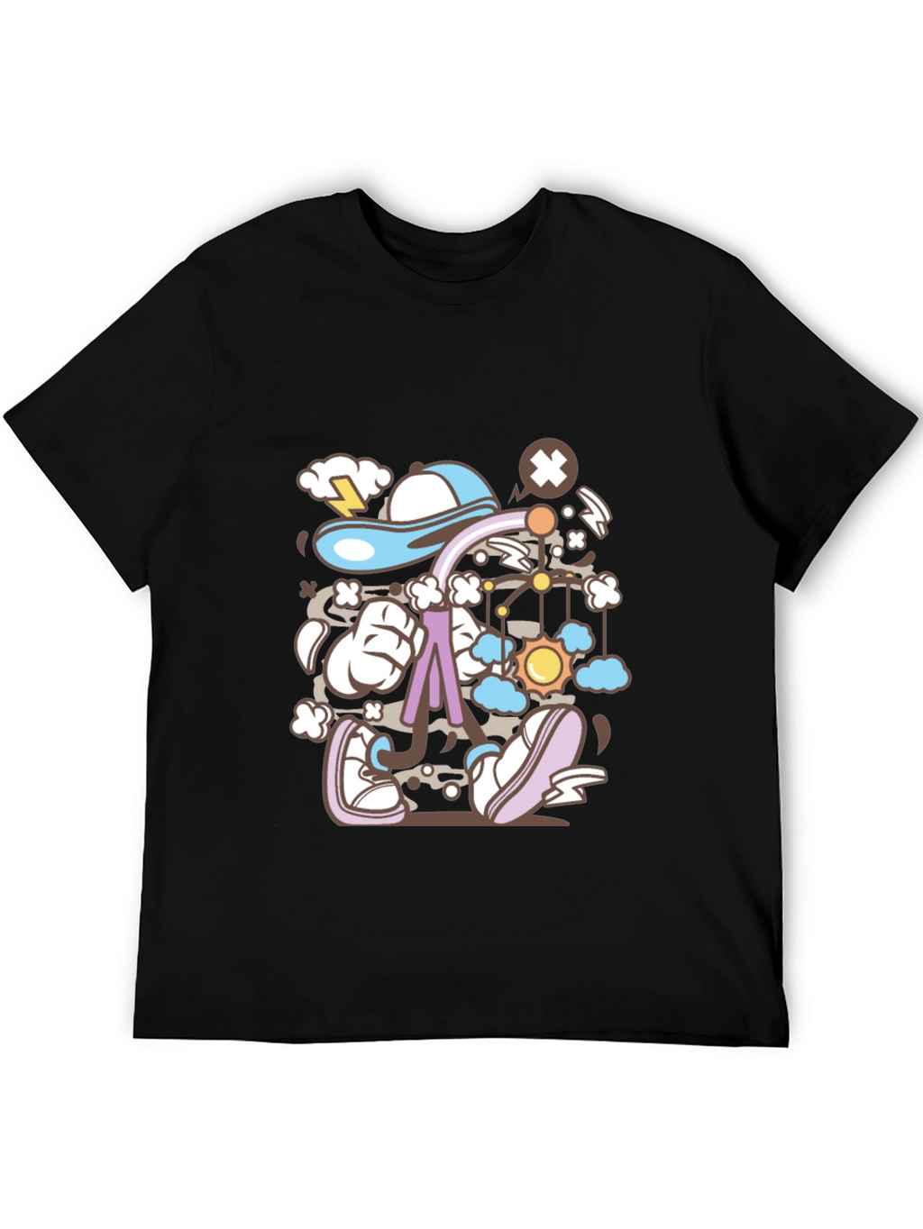 Cartoon Print Black T-Shirt