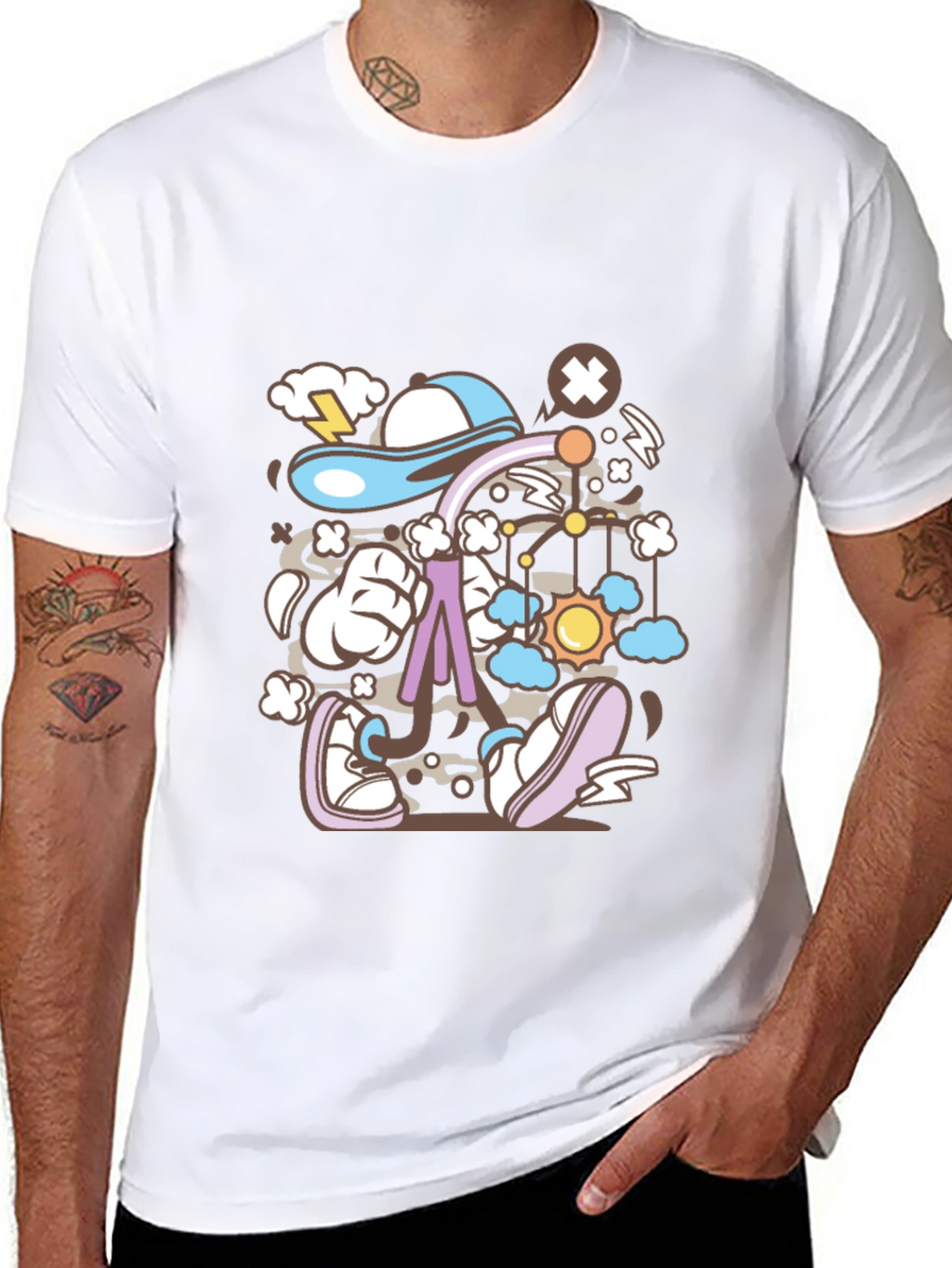 Cartoon Print Black T-Shirt