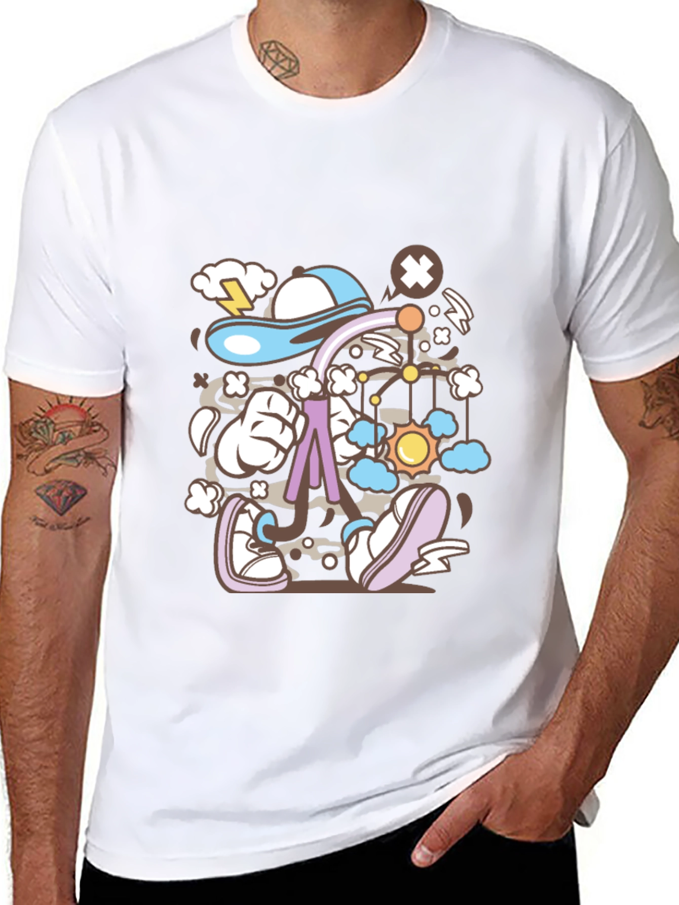 Cartoon Print Black T-Shirt